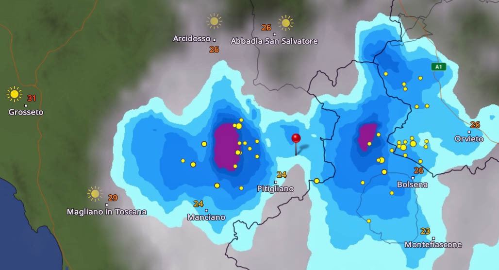 Il meteo sulla zona del tufo e nei dintorni, oggi, domenica 17, intorno alle 16,30