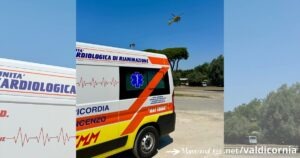 Una foto di un'ambulanza della Misericordia e un Pegaso