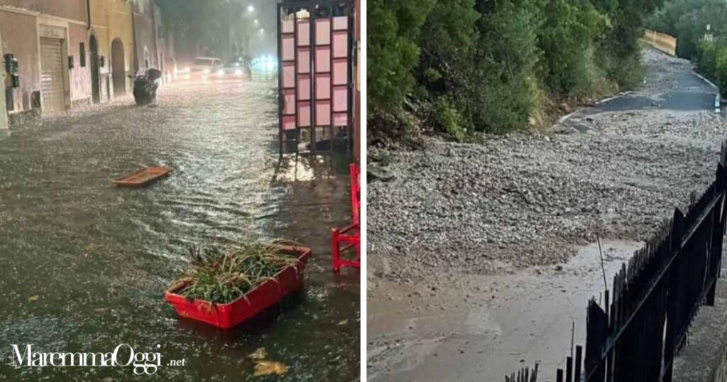 A sinistra il corso di Orbetello, a destra la strada dell'Olmo a Porto Santo Stefano