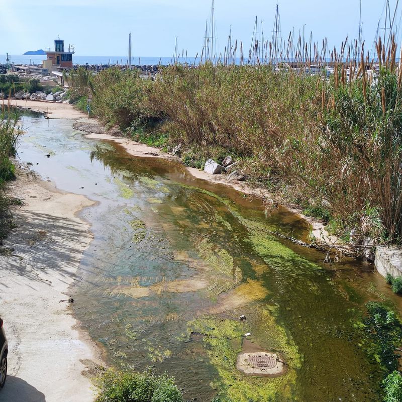Il rio Salivoli a Piombino, a fianco del porto
