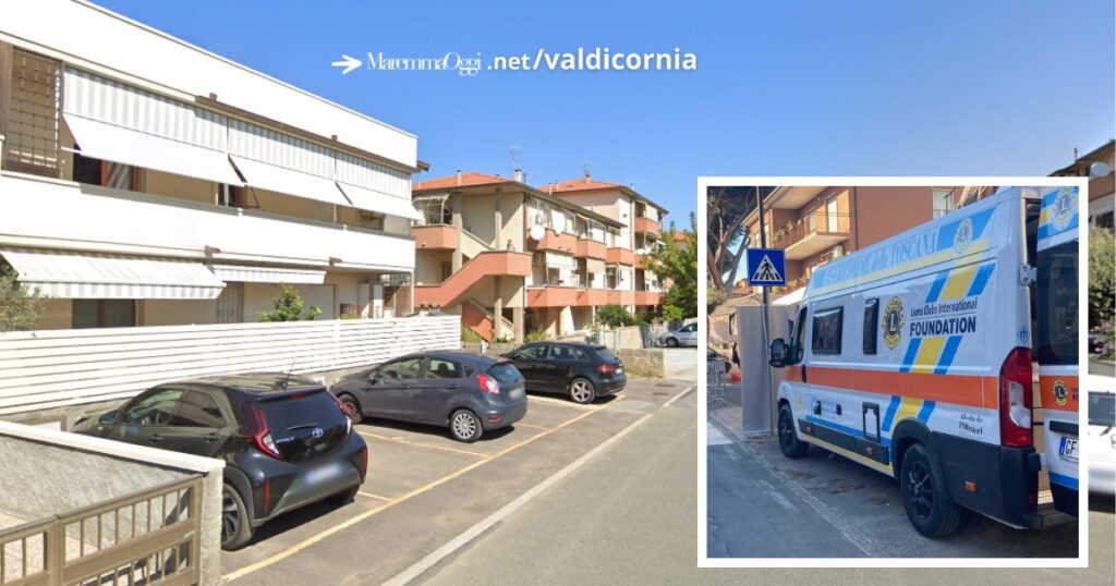 Una veduta di via Toniolo a Donoratico e la Misericordia di Castagneto