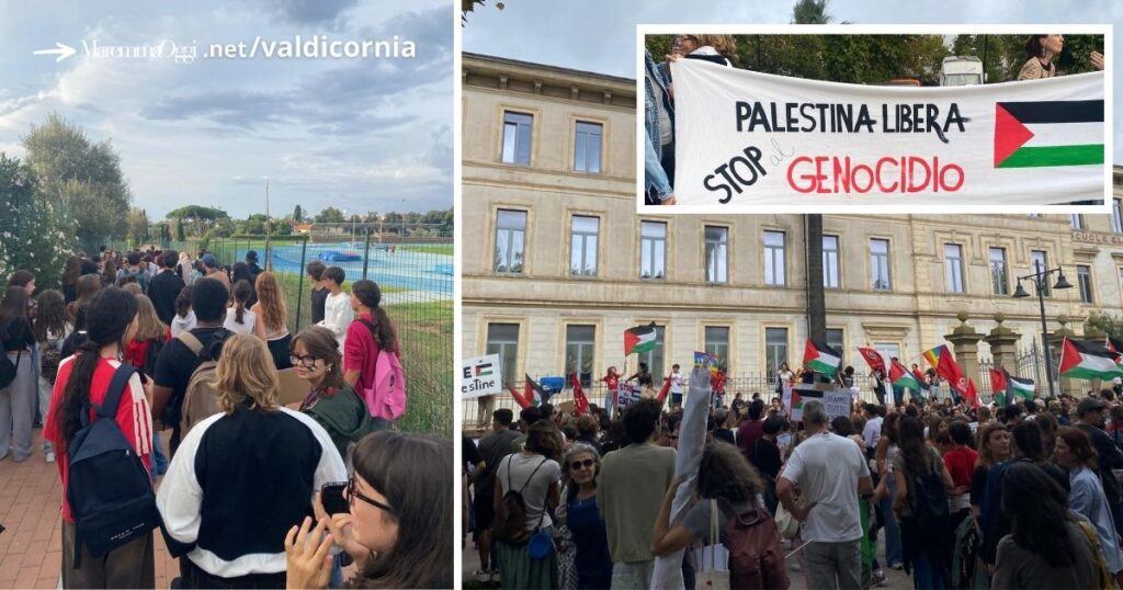 Il corteo degli studenti guidati dai docenti delle scuole di ogni ordine e grado
