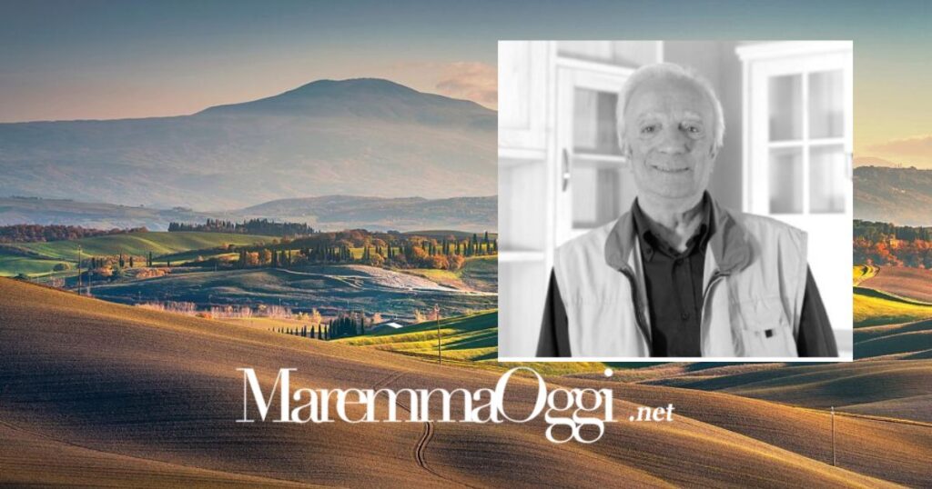 Una vista del Monte Amiata e Mario Monaci