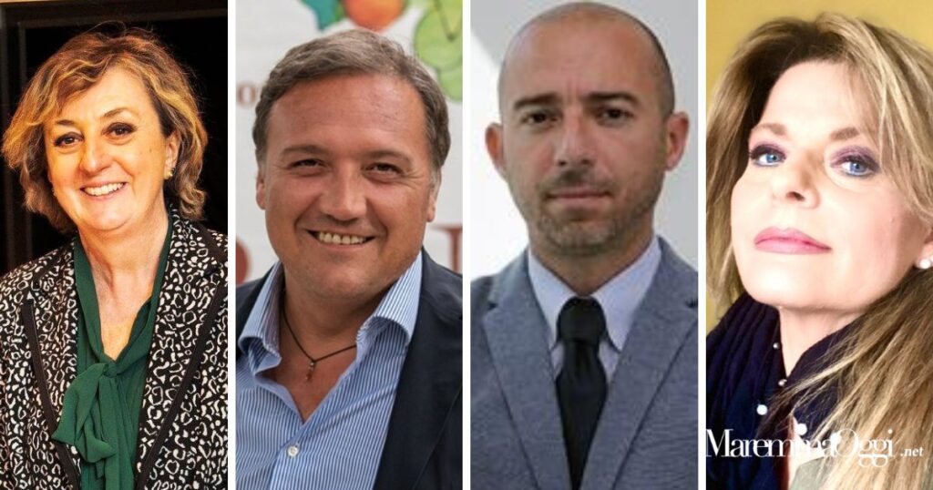 Da sinistra Lidia Bai, Leonardo Marras, Alessio Scheggi e Lucia Tosini, i 4 candidati del Pd alle regionali