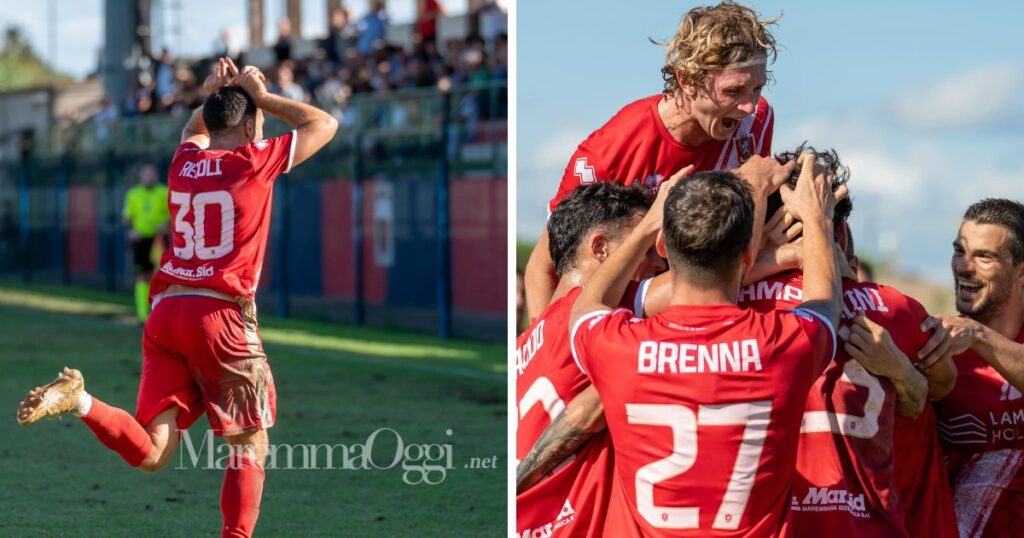 Due immagini della vittoria del Grosseto a Cannara (foto Noemy Lettieri per US Grosseto)
