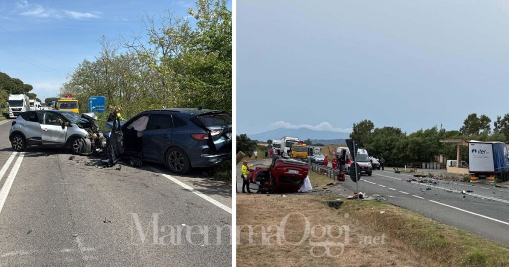 Gli ultimi due incidenti mortali sull'Aurelia, a sinistra in aprile al Chiarone, a destra in agosto alla Torba