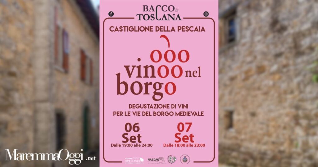 La locandina di vino nel borgo