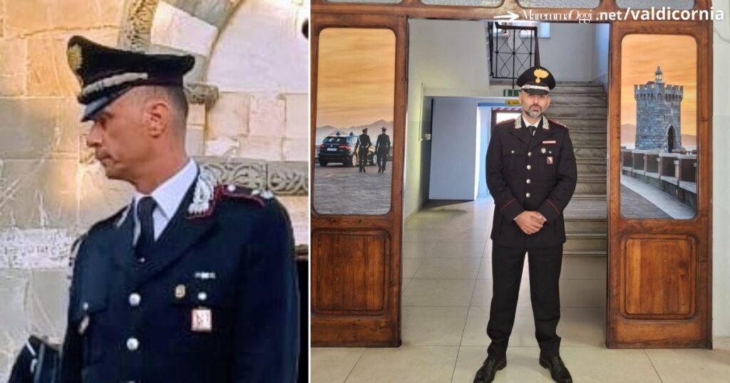 A sinistra il maggiore Luca Saliva, a destra il tenente Francesco Medda, il nuovo comandante dei carabinieri di Piombino
