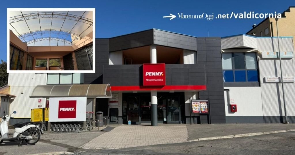 Il penny market e la copertura saltata per il forte vento