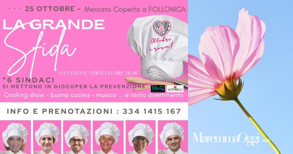 Nella locandina le foto dei sindaci chef: da sinistra Biondi, Ulivieri, Buoncristiani, Nappi, Travison, Limatola.