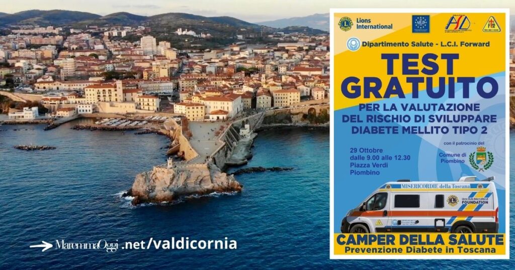 La locandina dell'evento per la valutazione del rischio di sviluppare il diabete mellito tipo 2