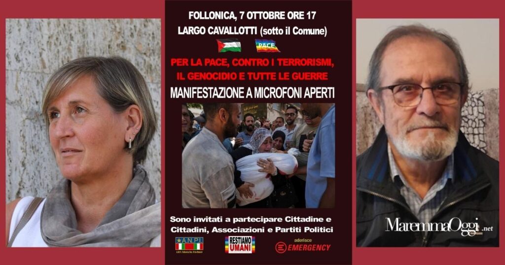 La locandina e gli organizzatori, a sinistra Chiara Marchetti e a destra Claudio Bellucci