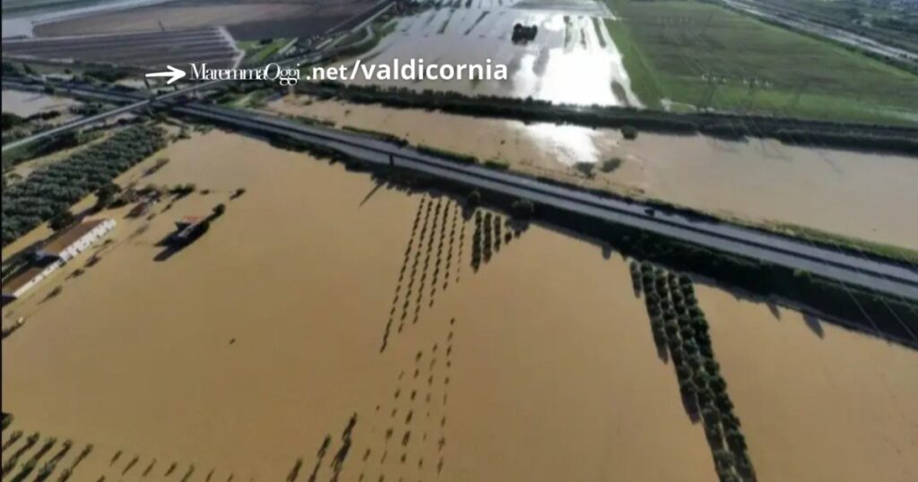 La zona di Venturina nel comune di Campiglia durante l'alluvione dello scorso anno