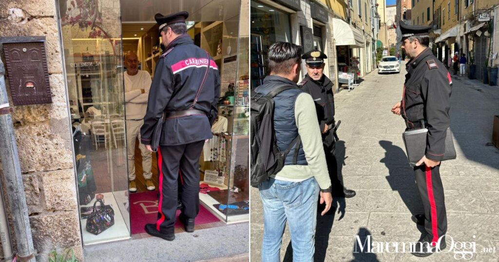 I carabinieri in centro storico a Grosseto