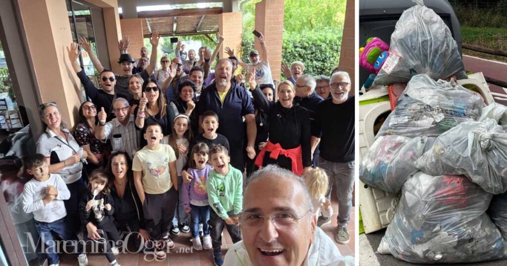 Foto di gruppo dei volontari che hanno pulito Roselle