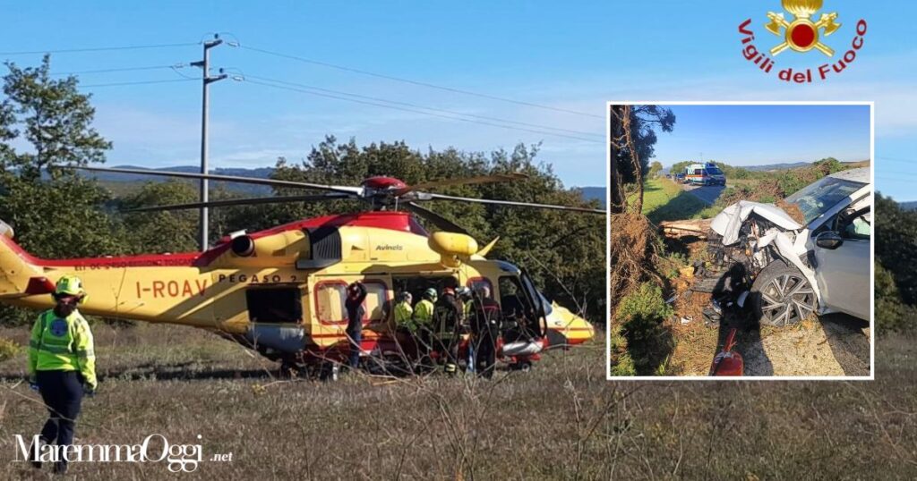 L'elisoccorso e l'auto dove è morto Sauro Toniazzi