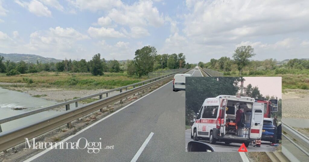 Incidente sul ponte sull'Ombrone sulla strada del Cipressino
