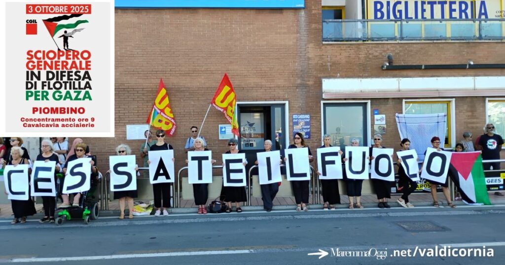 Sciopero generale per Gaza e le donne in nero al Porto di Piombino