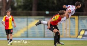 Marzierli vola a segnare la rete del 2-0 (foto Aldo Giuliani per MaremmaOggi)