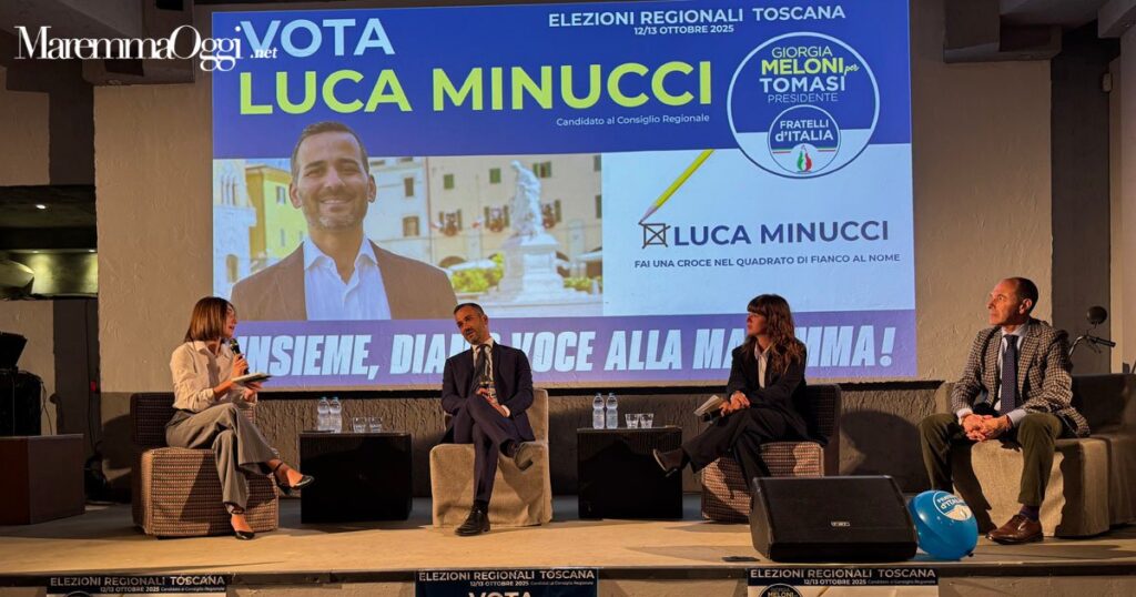 Luca Minucci intervistato sul palco della sala Eden