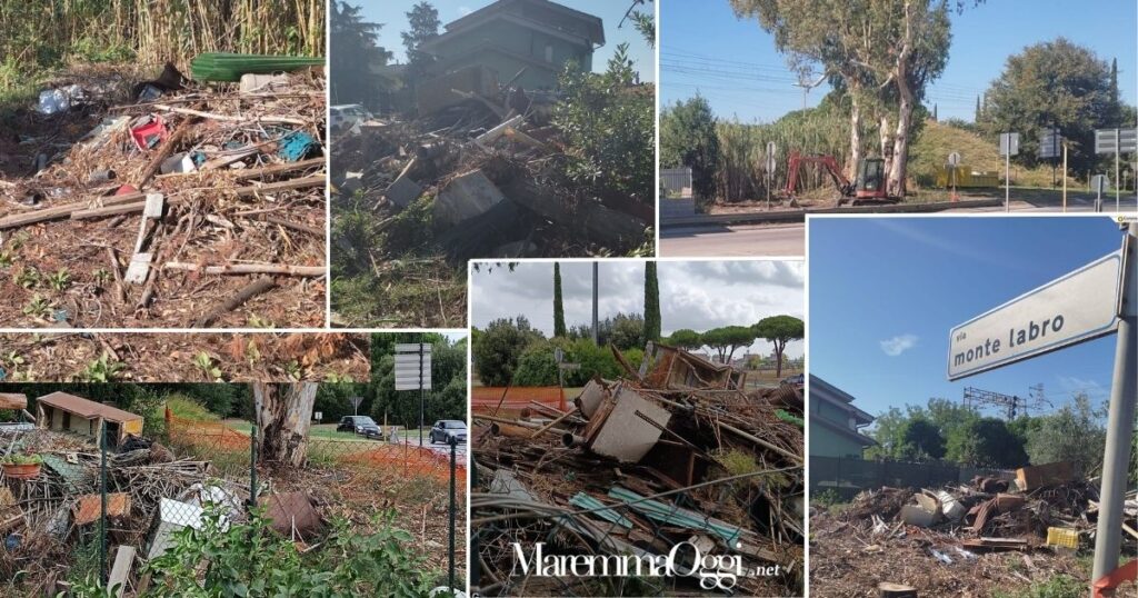 I rifiuti abbandonati in via Monte Labro