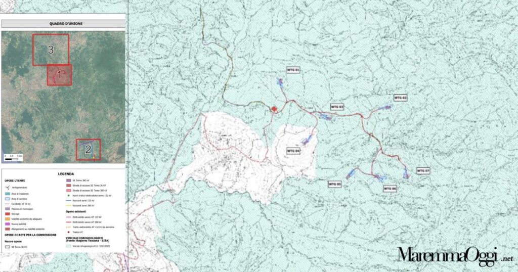 La cartina che mostra che la zona è a rischio idrogeologico