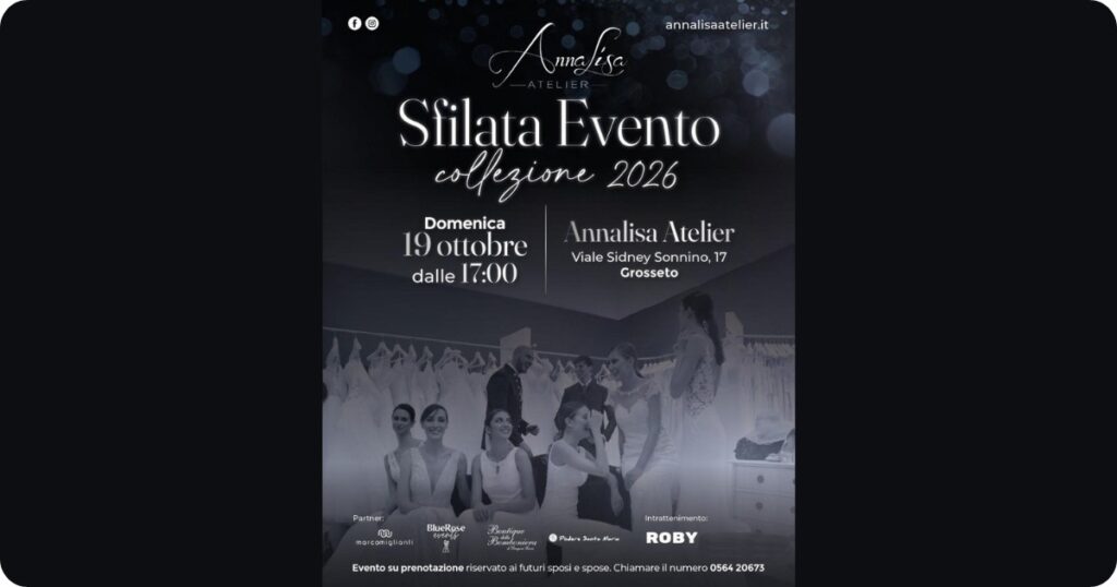 Domenica 19, dalle 17, ad Annalista Atelier la sfilata evento. In viale Sonnino a Grosseto