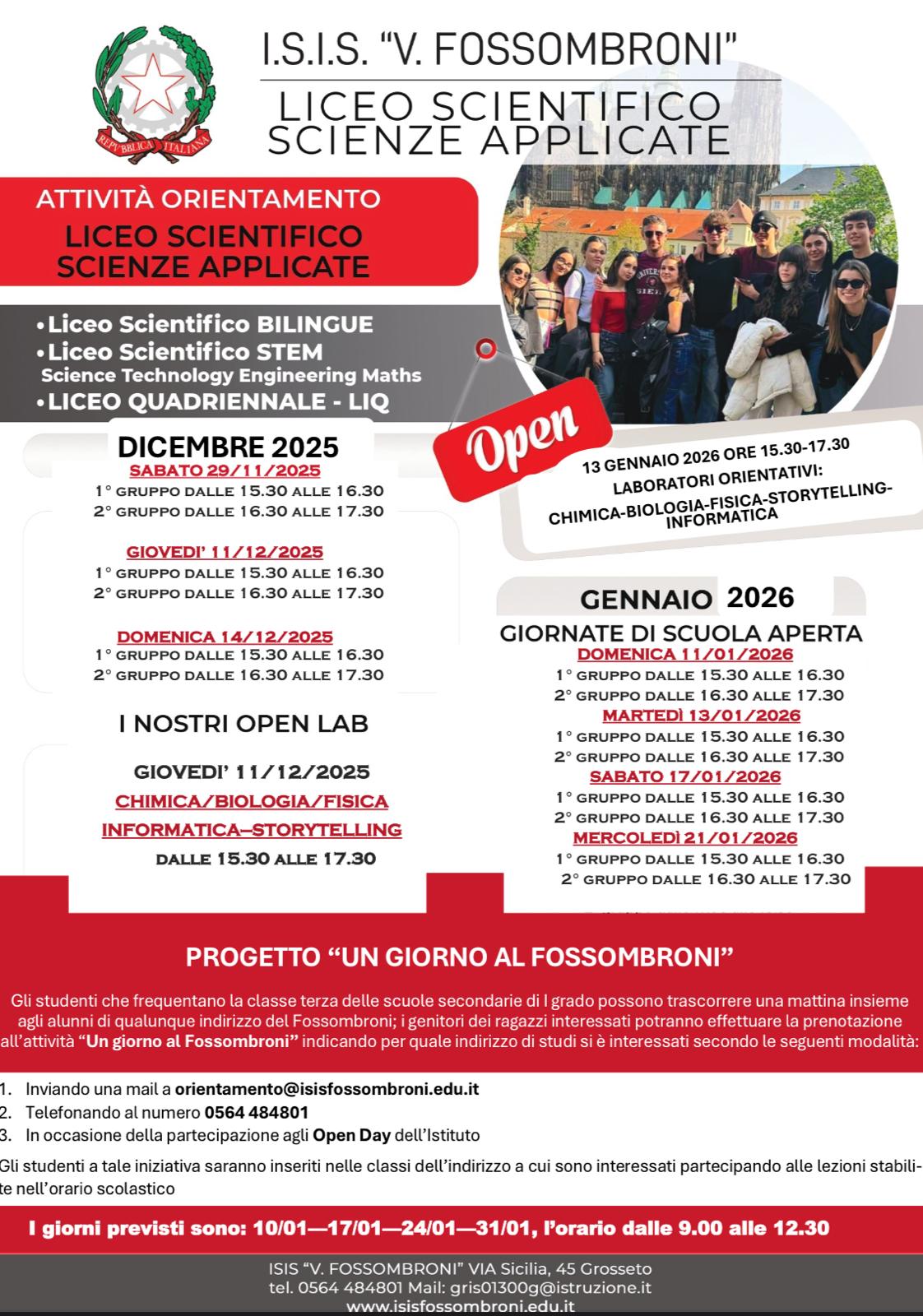 La locandine delle visite programmate al Fossombroni