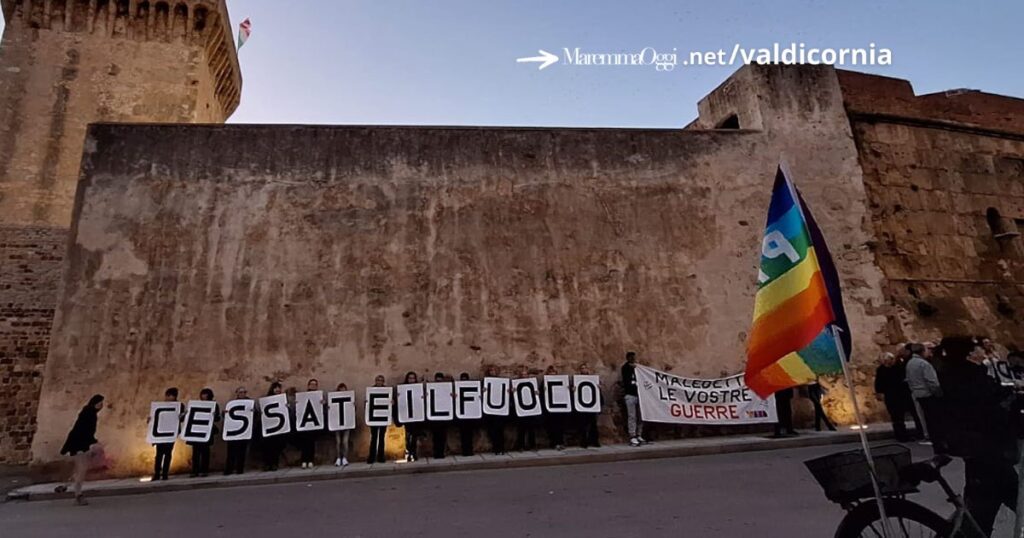 Un momento della manifestazione a Piombino