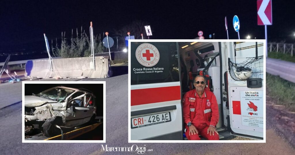 L'auto distrutta, la barriera new jersey spostata di alcuni metri e Antonio Mazzoli, la vittima