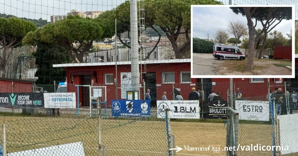 I soccorritori della Misericordia al campo da calcio di Salivoli