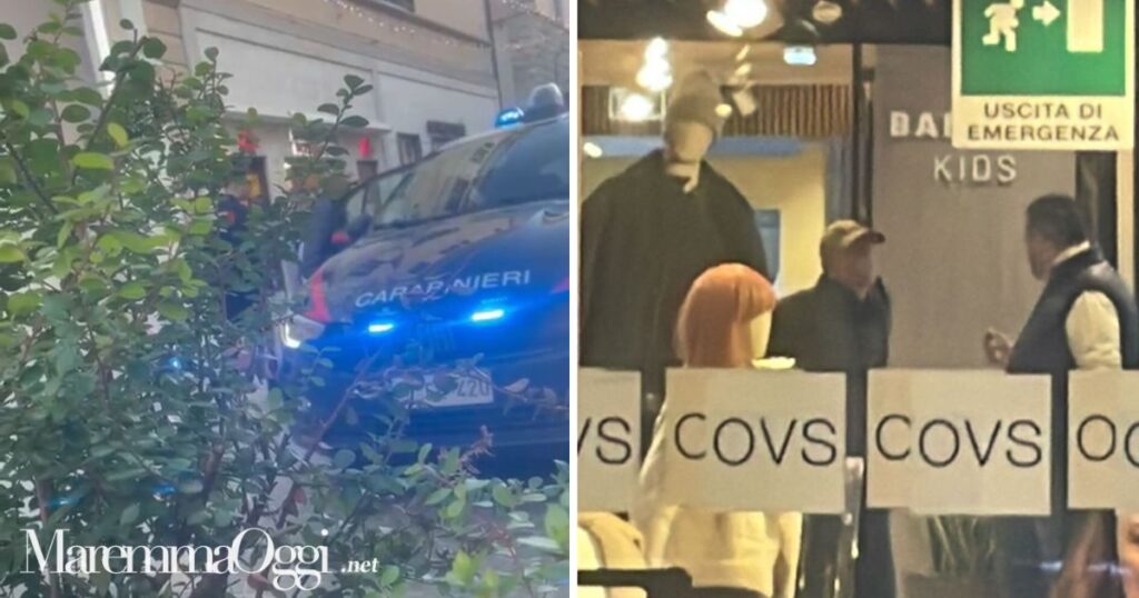 A sinistra l'uomo che ha tentato il furto mentre viene condotto in centrale. A destra l'uomo dentro l'Ovs