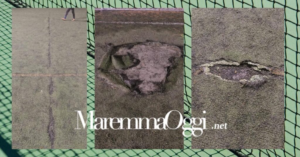 Nelle foto alcuni dettagli delle buche che si trovano nel campo da gioco