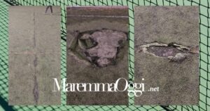 Nelle foto alcuni dettagli delle buche che si trovano nel campo da gioco