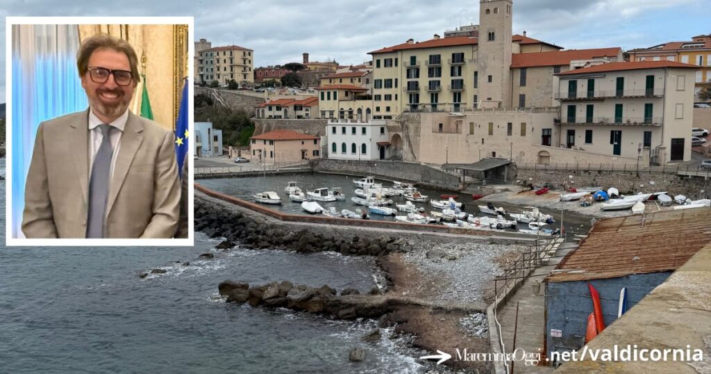 Una veduta di Piombino, nel riquadro Vittorio Ceccarelli