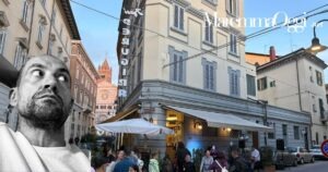 Il bar Perugina durante un evento e Guglielmo Glovi