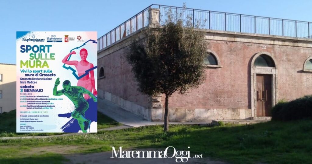Il bastione Maiano e la locandina di Sport sulle Mura