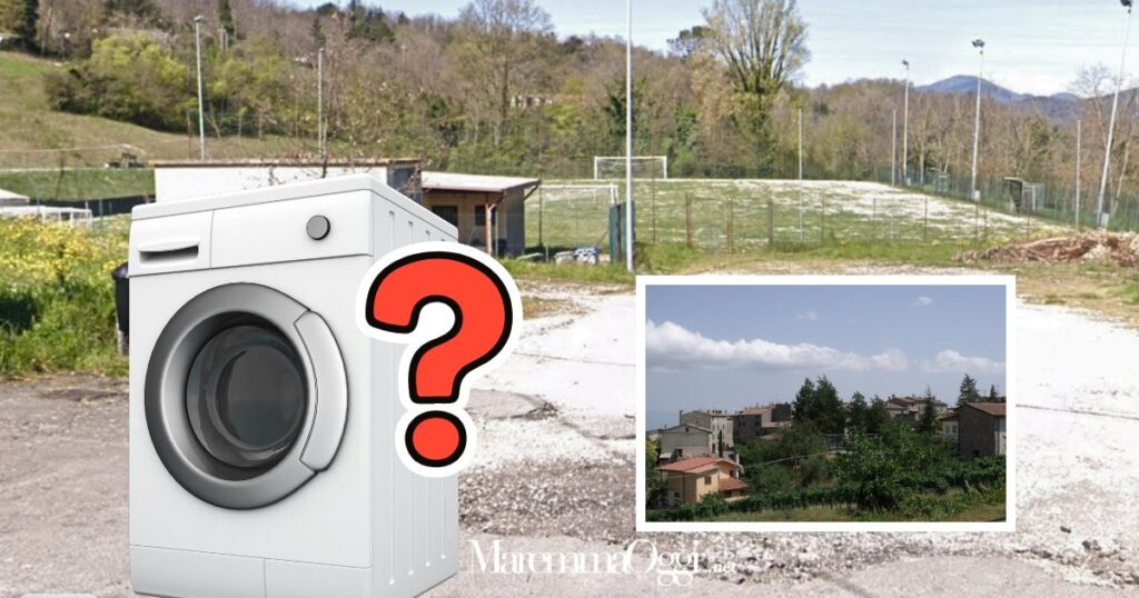 Il campo sportivo di Torniella e una veduta di Piloni. La curiosa storia della lavatrice sparita