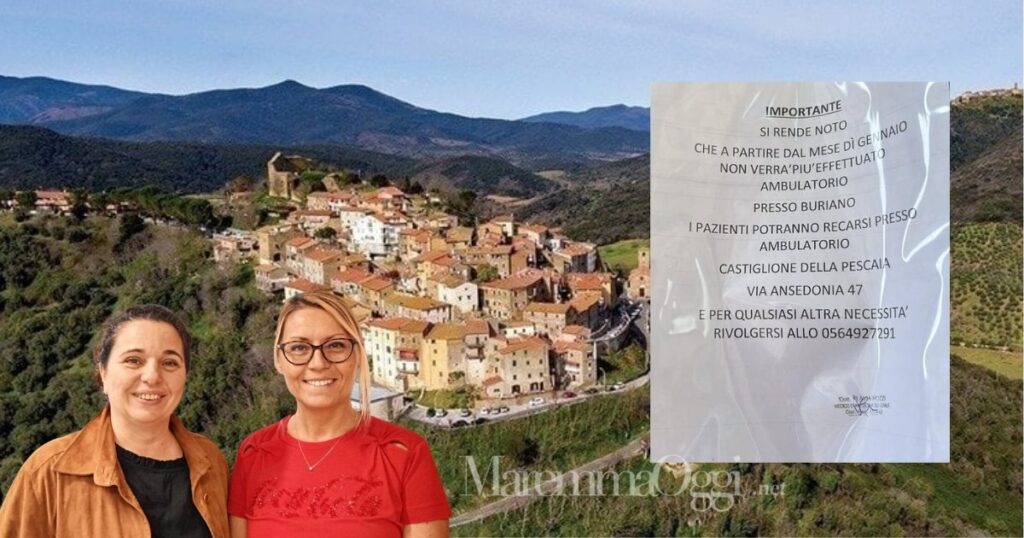 Una veduta di Buriano, l'avviso della dottoressa Nozzi e la sindaca Nappi con l'assessora Mucciarini