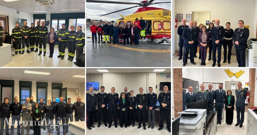 La prefetta con le forze dell'ordine e i soccorritori del territorio