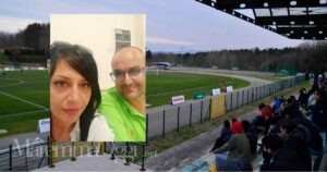 Lo stadio del San Donato Tavarnelle e Serena Nosi con Filippo Vetrini