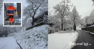 Le strade di Travale prima e dopo il passaggio dello spazzaneve e la salatura
