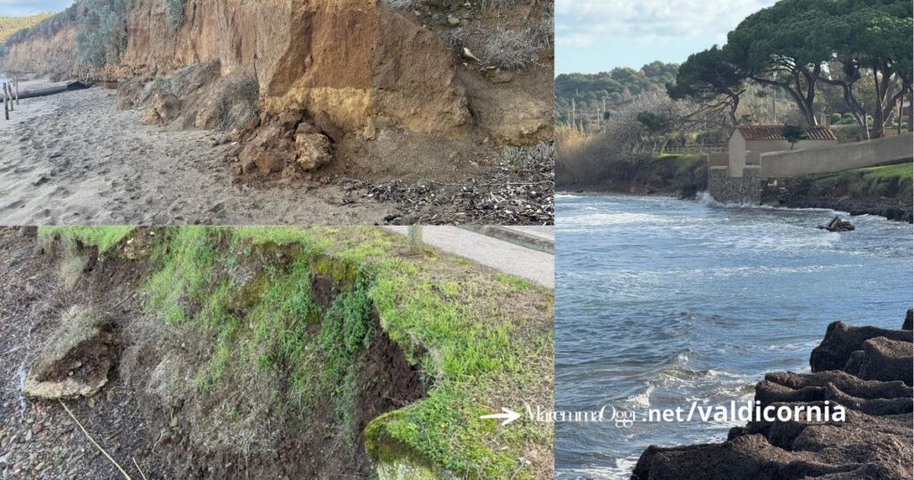 Pericolo frana a causa dell'erosione a Baratti