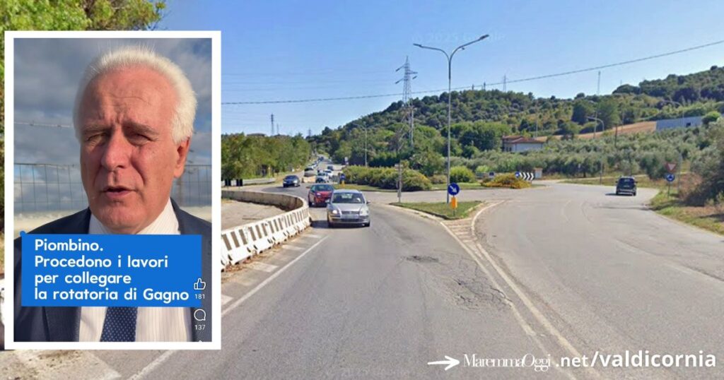 Strada d'accesso a Piombino, nel riquasro un frame del video di Giani