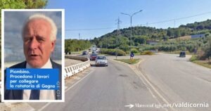 Strada d'accesso a Piombino, nel riquasro un frame del video di Giani