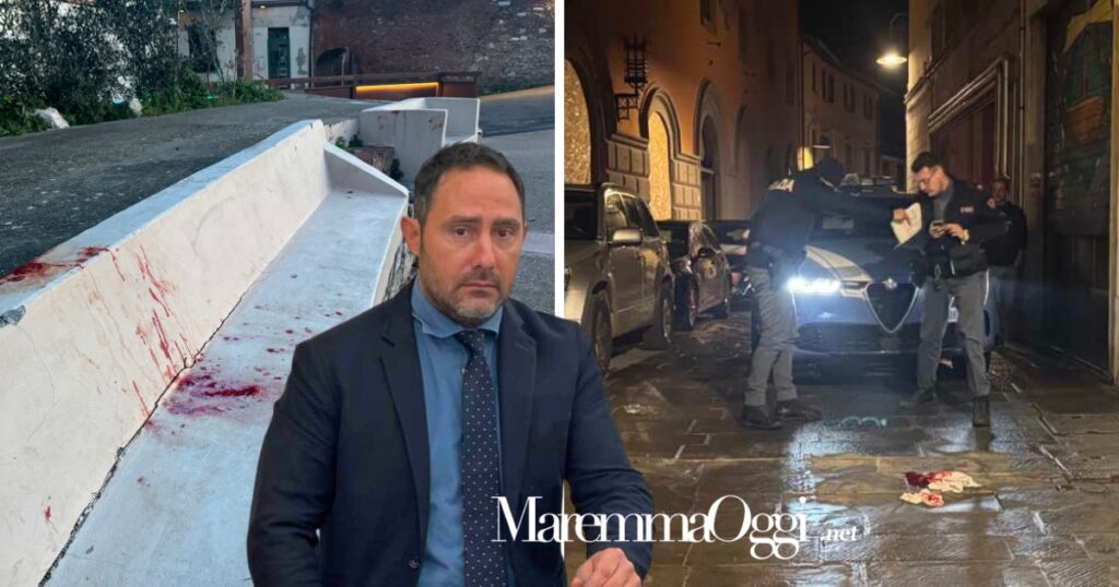 Il sangue alla Cavallerizza e la polizia in via Mazzini per l'accoltellamento, in primo piano Gino Tornusciolo (Lega)