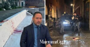 Il sangue alla Cavallerizza e la polizia in via Mazzini per l'accoltellamento, in primo piano Gino Tornusciolo (Lega)
