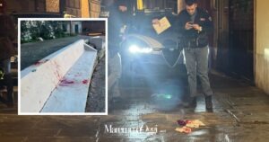 I rilievi della polizia in via Mazzini e il sangue alla Cavallerizza