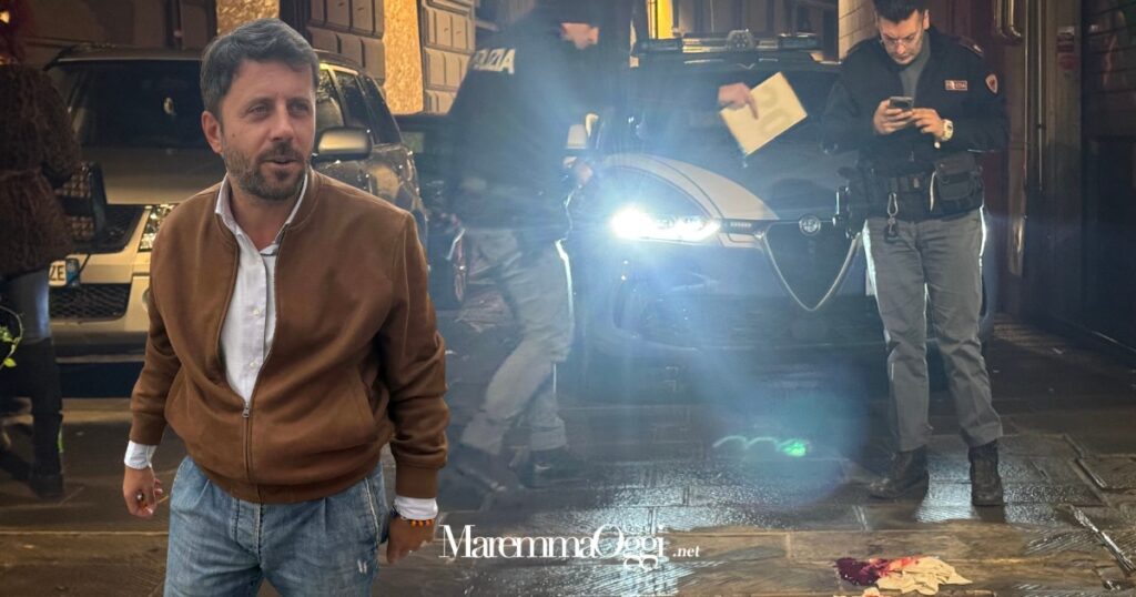Via Mazzini con il sangue e la polizia, dove è avvenuto l'accoltellamento e l'assessore alla sicurezza, Riccardo Megale