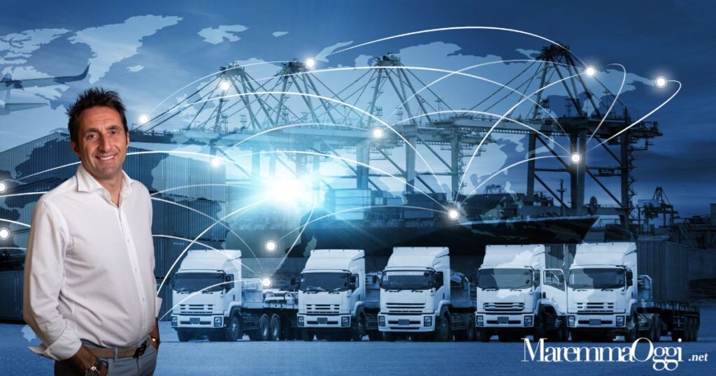 Alcuni camion e Gianluigi Ferrara